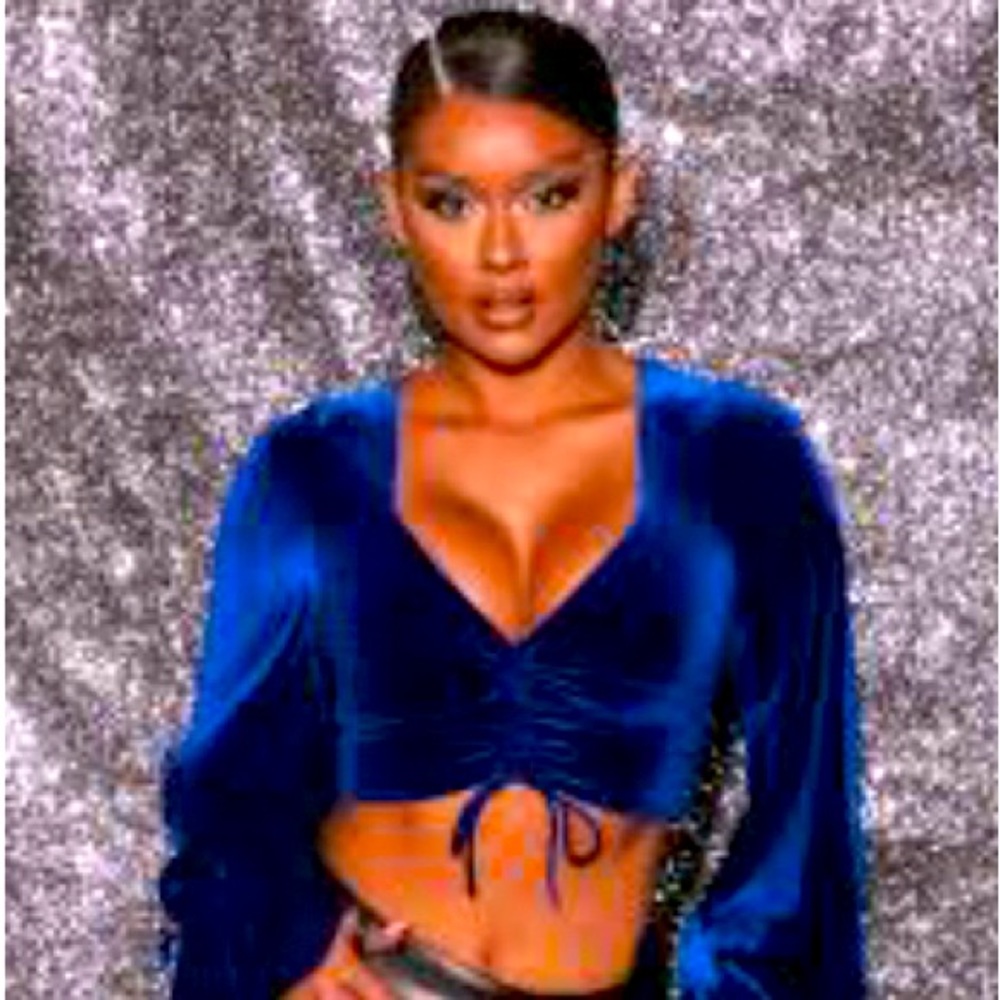 Royal Blue Velour Crop Top